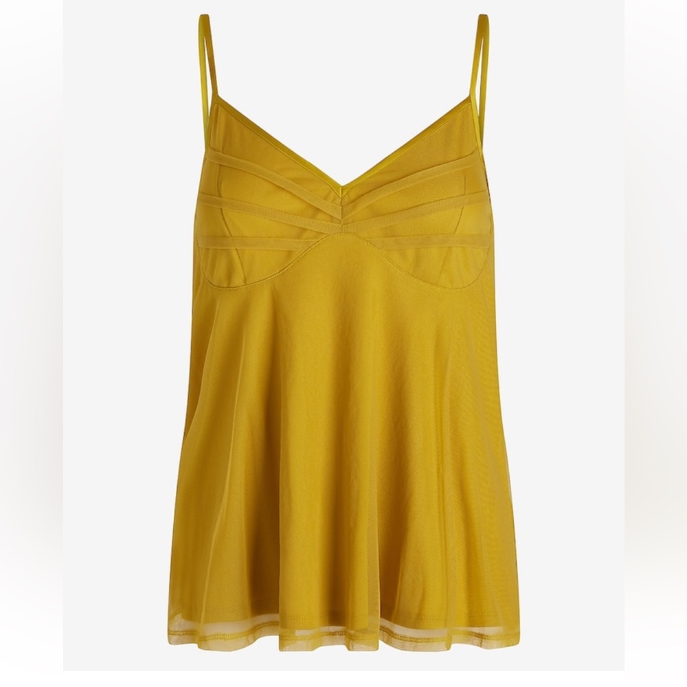 Express Mustard Yellow Mesh Camisole